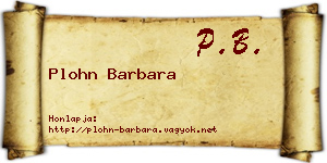 Plohn Barbara névjegykártya